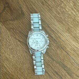 Michael Kors Silver and White Chronograph Watch